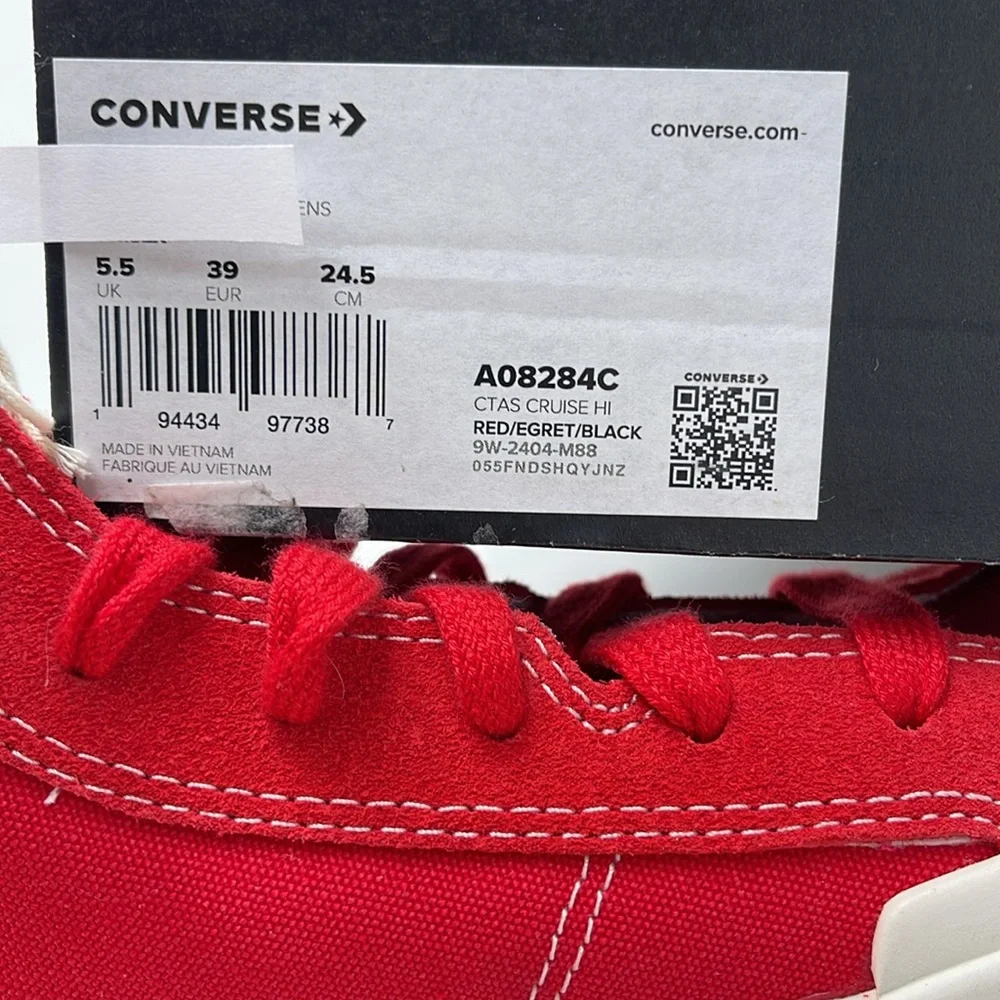 Converse WMNS CTAS CRUISE HI RED/EGRET/BLACK A08284C Platforms Sneakers - Picture 16 of 16